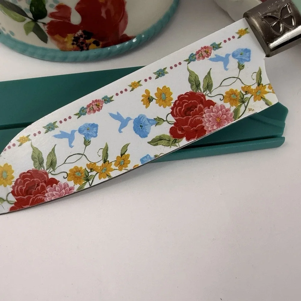 Pioneer Woman Melody Floral Mini Utensil Holder Crock Spoon Rest Knife Set